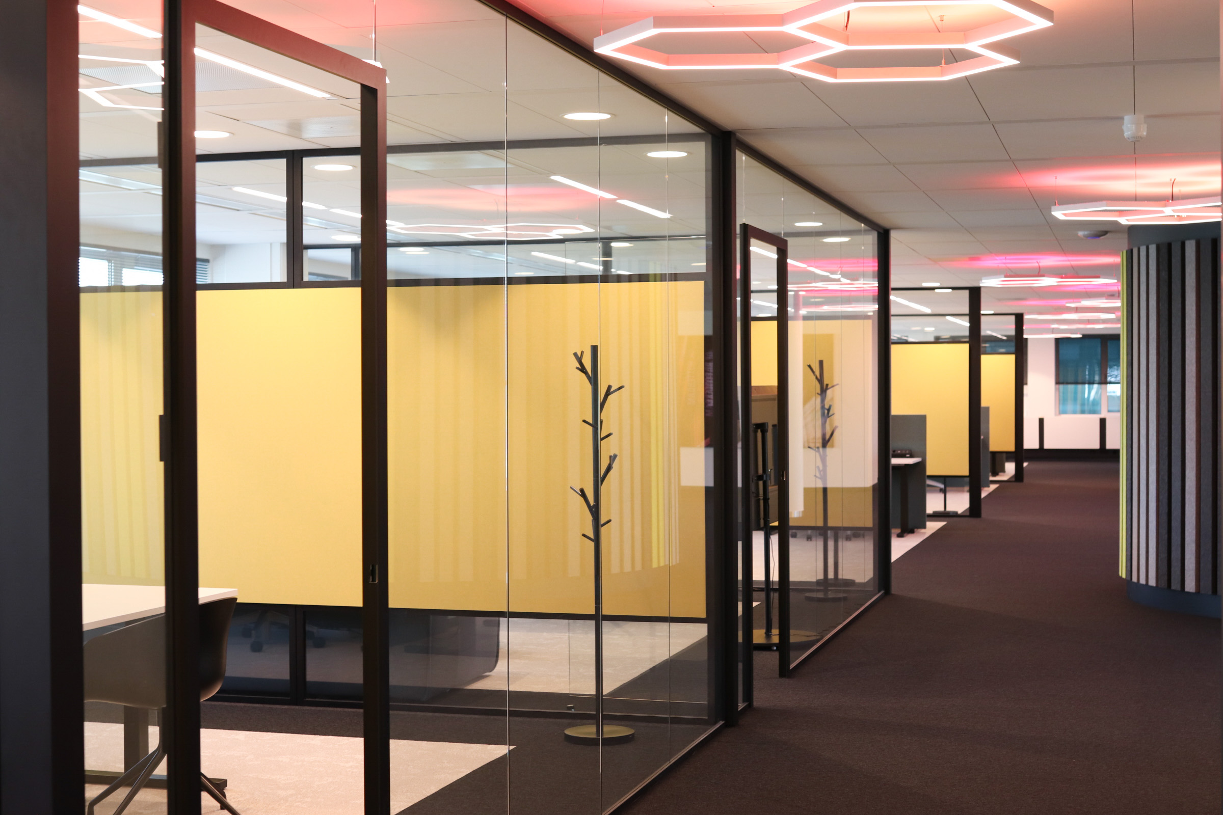 Glazen wanden met akoestisch glas